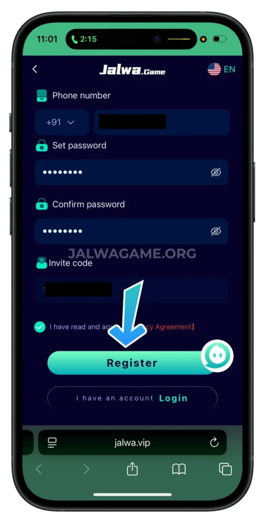jalwa-game-regsiter-page